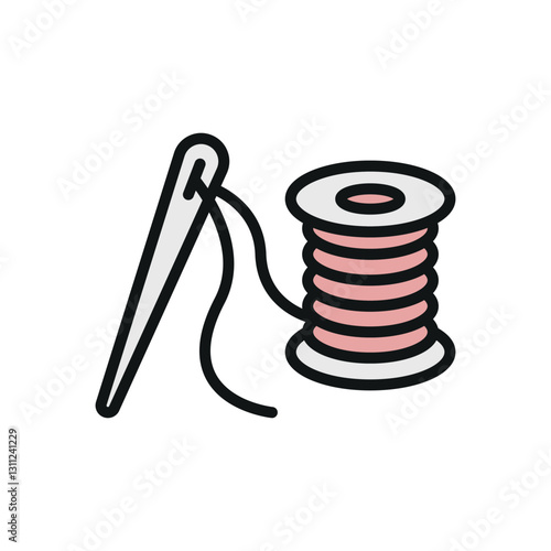 Needle and thread tailor and fashion icon symbolizes precision and creativity, perfect for sewing, embroidery, dressmaking, and textile design.