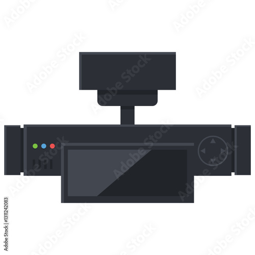 Dash cam vector cartoon illustration isolated on a white background.