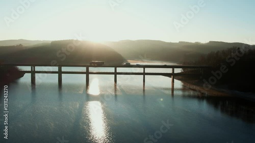 Wallpaper Mural Stunning Sunrise Drone Footage Over a Forest and Water Torontodigital.ca