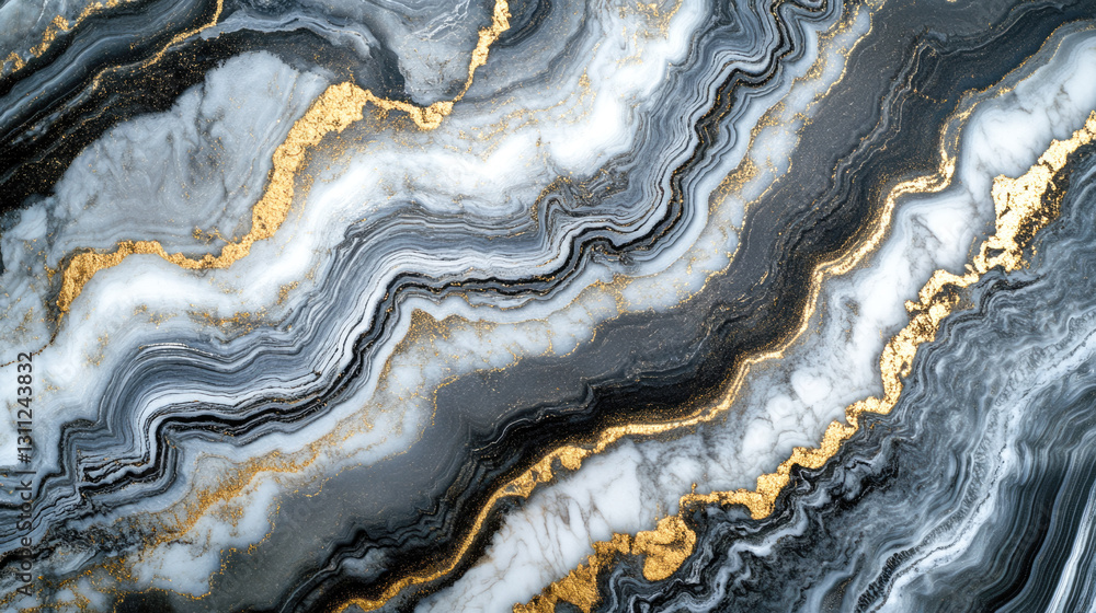 Obraz premium Elegant marble texture with gold veins in abstract swirling pattern