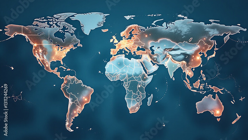 arrows drawn globally represent travel connections transportation routes photo