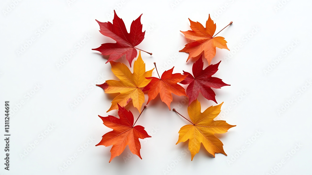 autumn leaves form shape alphabet letter