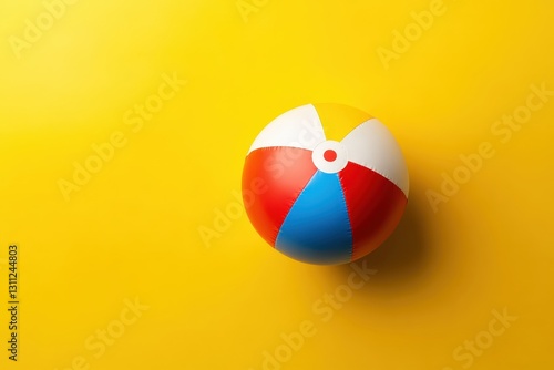 A colorful beach ball sits on a vibrant yellow surface Free Download A colorful beach ball sits on a vibrant yellow surface - GFXLoad