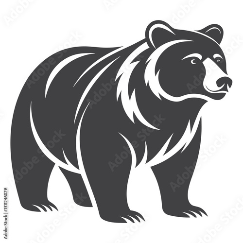 Stylized Silhouette of a Grizzly Bear with Distinctive Markings