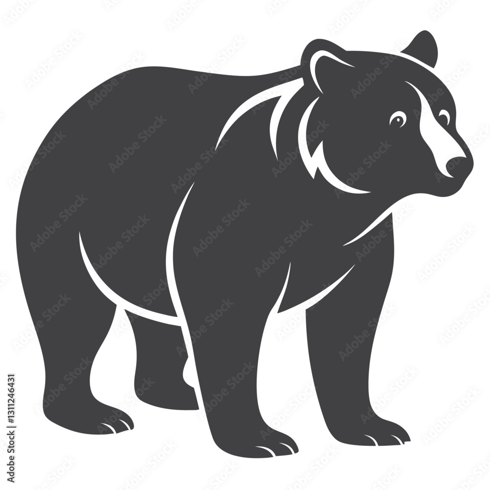 Minimalist Silhouette of a Grizzly Bear in Profile Minimalist Silhouette of a Grizzly Bear in Profile