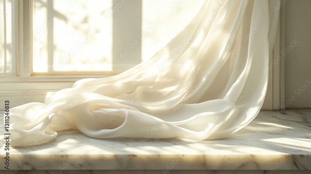 Sunlit Sheer Fabric on Marble Sunlit Sheer Fabric on Marble