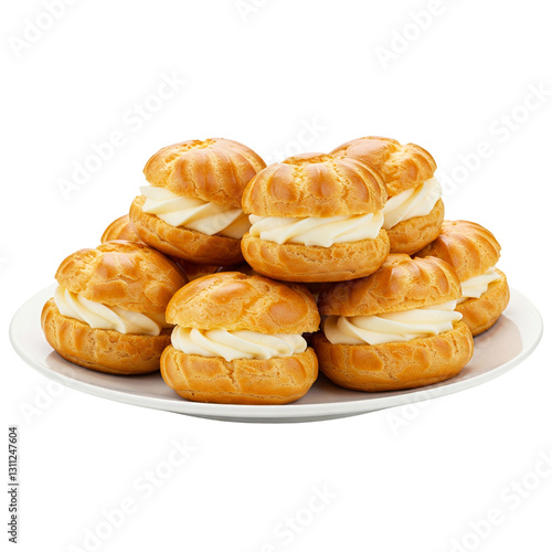 Wallpaper Mural Delicious profiteroles on a plate, perfectly isolated on a transparent background. Ideal for food blogs, menus, and culinary designs Torontodigital.ca