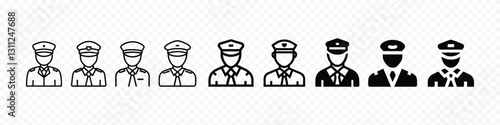 Military Officer in Formal Attire with Cap icon, military office icon, officer silhouette