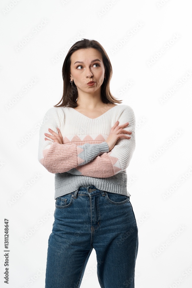 girl posing in the studio on a white background girl posing in the studio on a white background