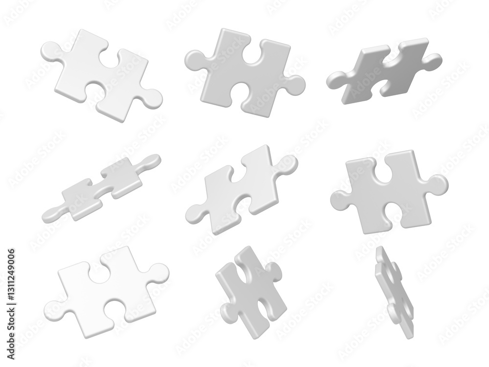 Blank puzzle set. Isolated. 3d illustration. Blank puzzle set. Isolated. 3d illustration.