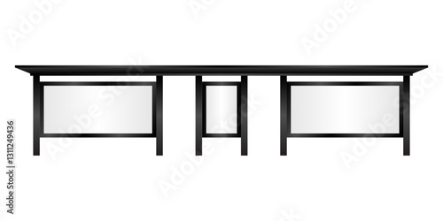 Blank Billboard at Bus Stop or Bus Station. Vector Illustration. 