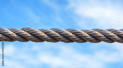 Close-up of sturdy rope against blue sky with clouds photo