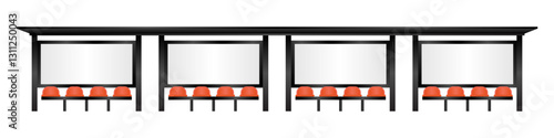 Blank Billboard at Bus Stop or Bus Station. Vector Illustration. 