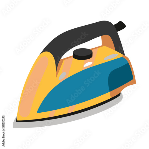 Modern electric iron in blue and yellow