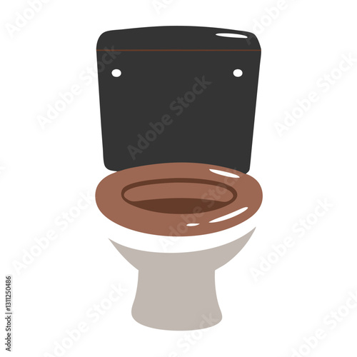 Brown and black toilet with open lid
