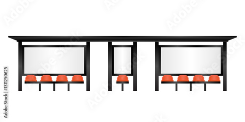 Blank Billboard at Bus Stop or Bus Station. Vector Illustration. 