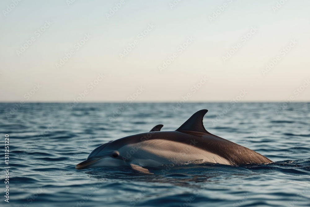 Fototapeta premium Dolphin gliding through tranquil waters, showcasing elegance and