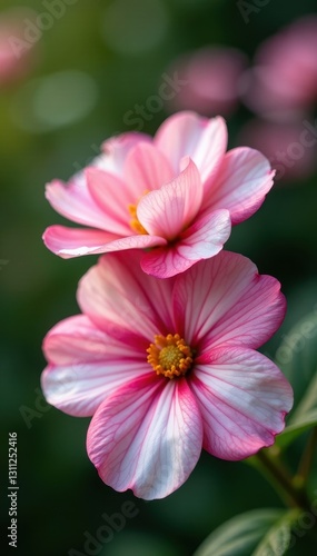 Close-up view of blooming pink and white ranunculi , closeup, details