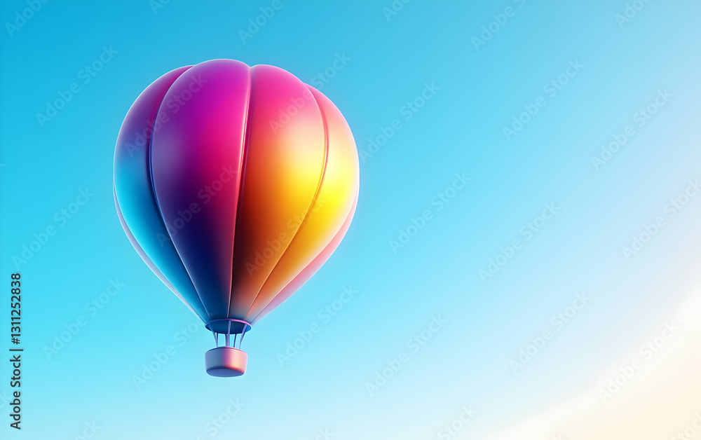 Fototapeta premium A vibrant hot air balloon soaring in a clear blue sky, capturing the essence of adventure and freedom.