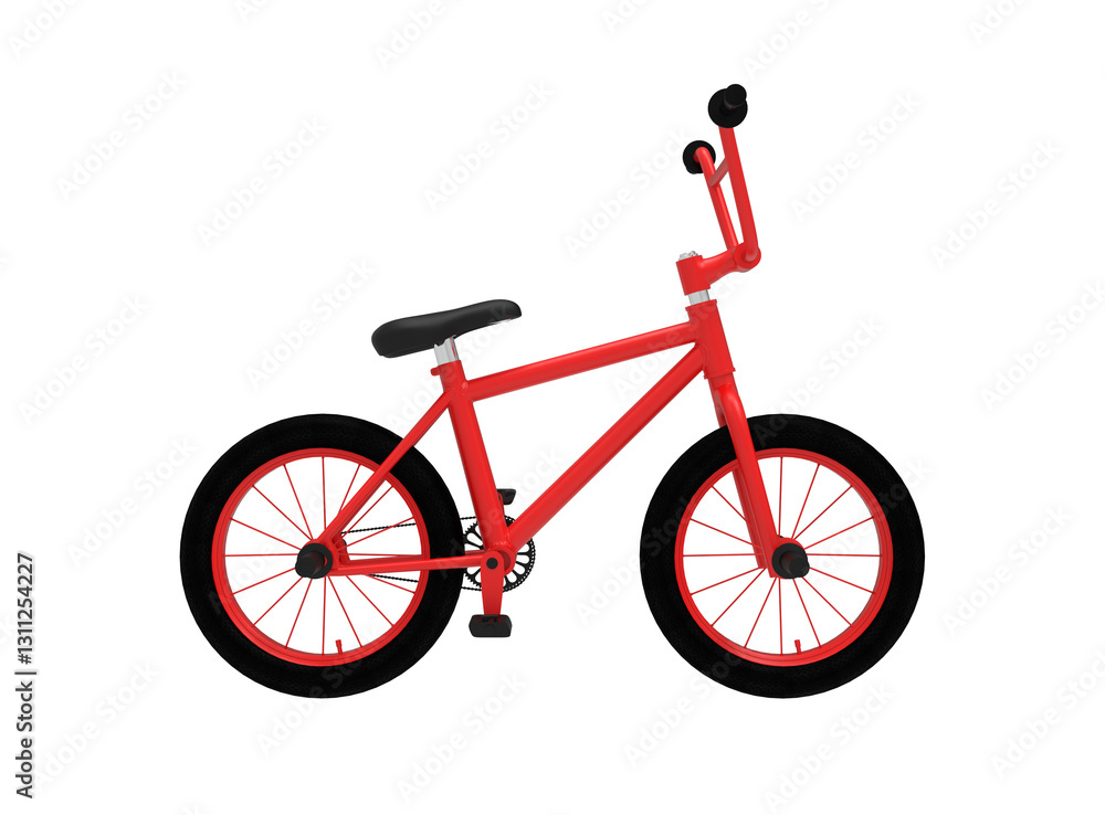 Fototapeta premium Red bmx bicycle white background 