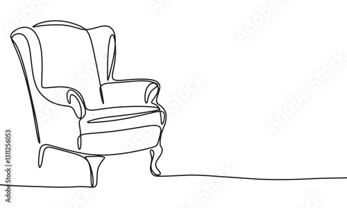 Armchair one line continuous. Hand drawn vector art.
