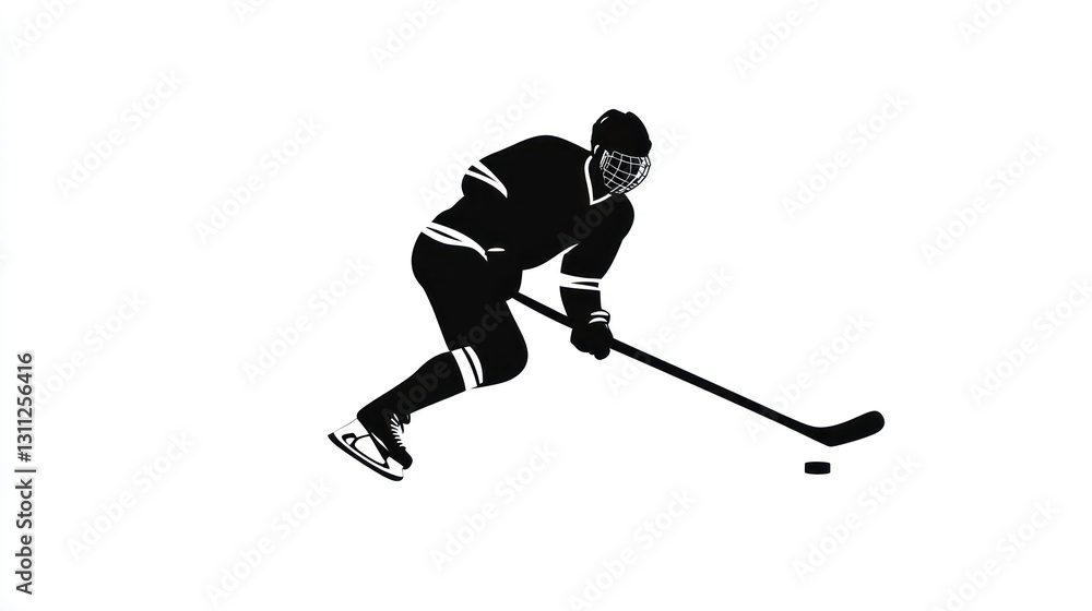 Obraz premium Hockey player skating and shooting