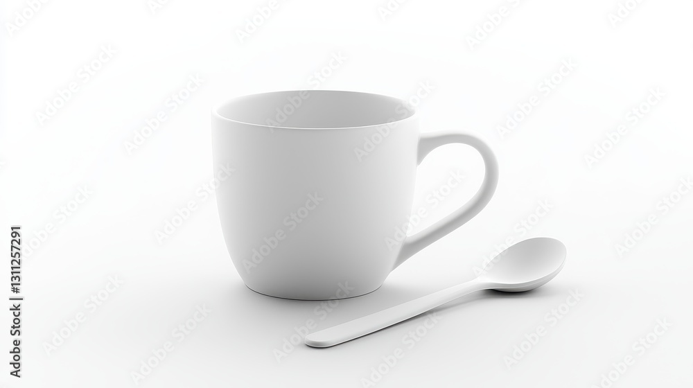 Obraz premium Minimalist Coffee Cup with Spoon
