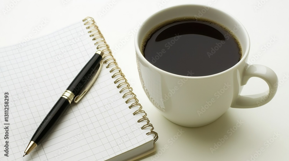 Minimalist Coffee Cup with Notebook and Pen Minimalist Coffee Cup with Notebook and Pen