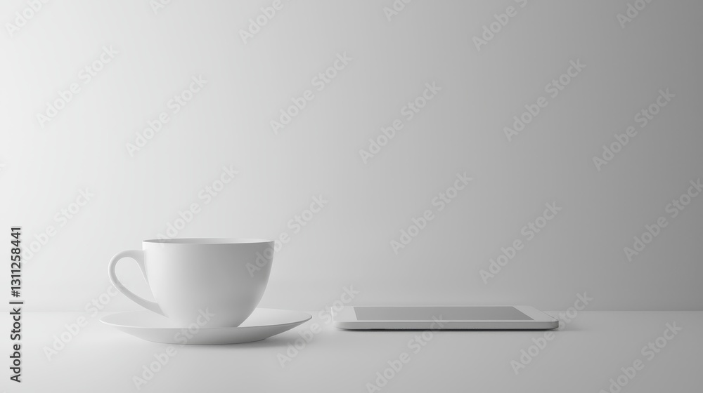 Minimalist Coffee Cup with Tablet Minimalist Coffee Cup with Tablet