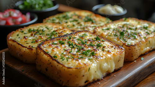 A plate of bread with herbs on top