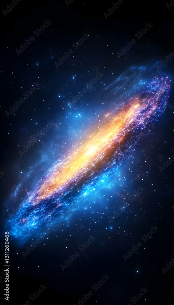 Obraz premium Galaxy shines, space, outer, with blue hues, celestial, stellar, nebula clusters