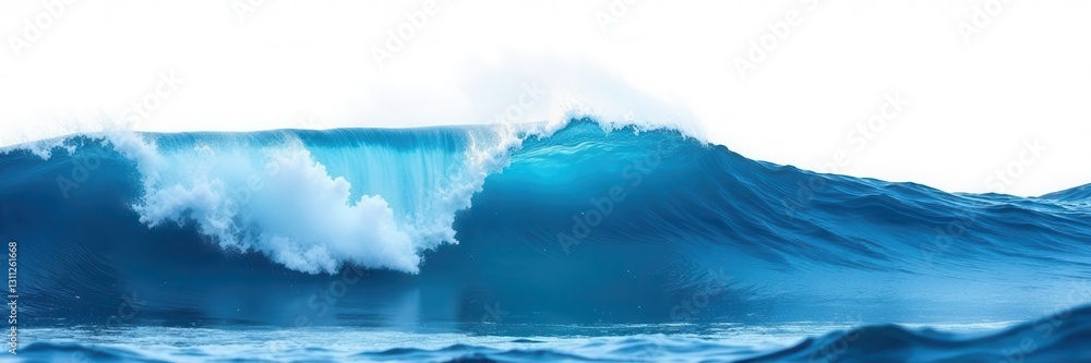 Obraz premium Isolated blue ocean wave splashing, dynamic, cutout , foam, cutout wave