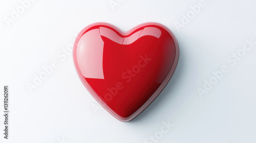 glossy red heart symbol on clean white background, representing love and affection