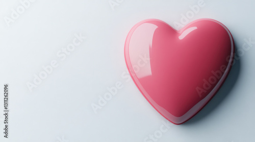 glossy pink heart symbol on light background, representing love and affection