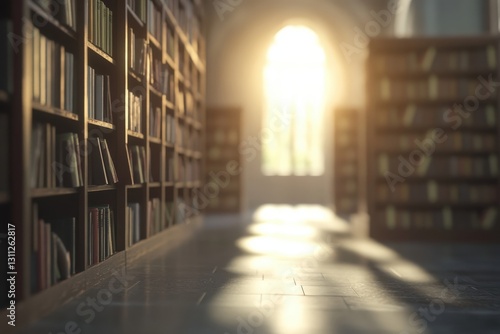 Wallpaper Mural A charming library with beautiful wooden shelves and polished floor Torontodigital.ca