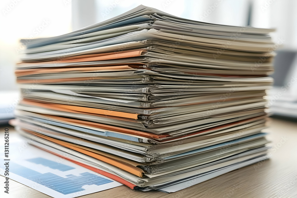 Organized Stack Of Documents On Desk Realistic Photo Organized Stack Of Documents On Desk Realistic Photo