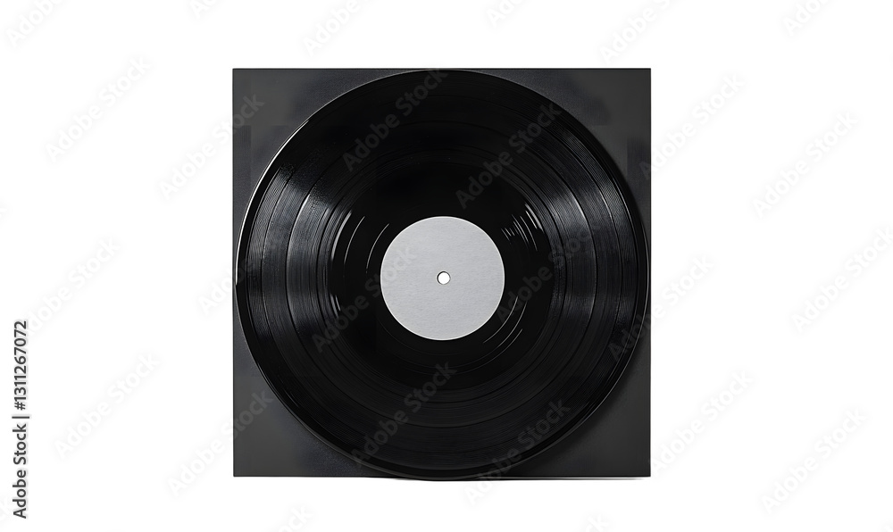 Obraz premium vinyl record mockup isolated on white background, disc inside the sleeve and with empty space for music cover design