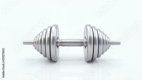 Clean background with a dumbbell on the ground