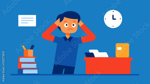 The Breathtaking Filing Crisis In this scene a character is overwhelmed by a mountain of disheveled files and folders. They are standing on their desk one hand raised to their