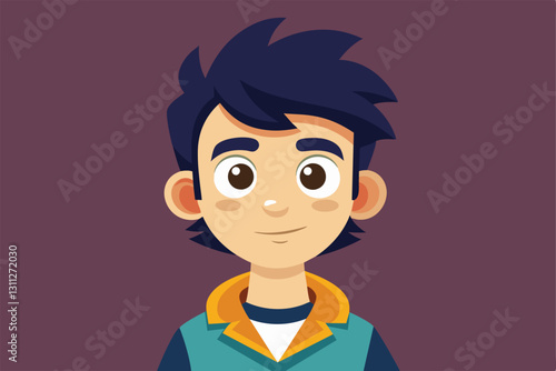 A young boy is depicted in a customizable cartoon style, showcasing a friendly smile and lively hairstyle, Personalization Customizable Cartoon Illustration