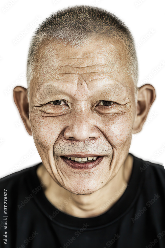 Smiling elderly man with gray hair and warm expression against a white background, conveying happiness, wisdom, and the essence of aging gracefully. Smiling elderly man with gray hair and warm expression against a white background, conveying happiness, wisdom, and the essence of aging gracefully.