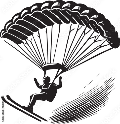 parachute with a parachute, black paragliding in the sky icon vector illustration, paragliding in the sky silhouette vector, paragliding in the sky silhouette vector black and white
