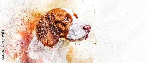 Vibrant Watercolor Portrait of a Welsh Springer Spaniel Dog Capturing the Playful Spirit and Unique Features of This Beloved Breed in Stunning Artistic Detail