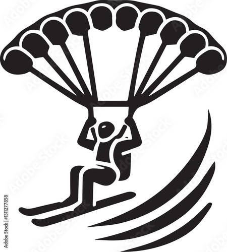 parachute with a parachute, black paragliding in the sky icon vector illustration, paragliding in the sky silhouette vector, paragliding in the sky silhouette vector black and white