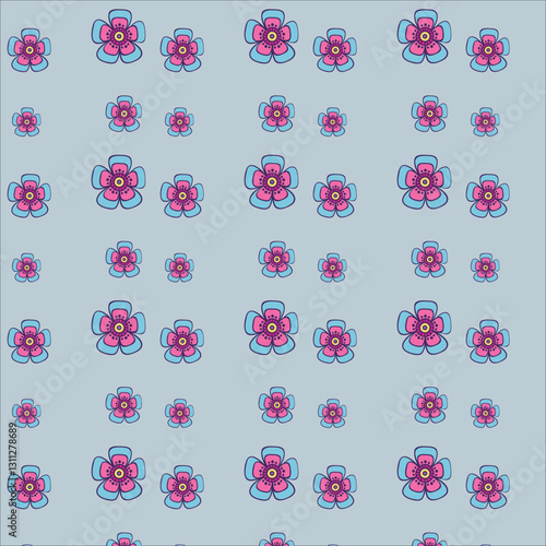 seamless pattern with flowers and hearts