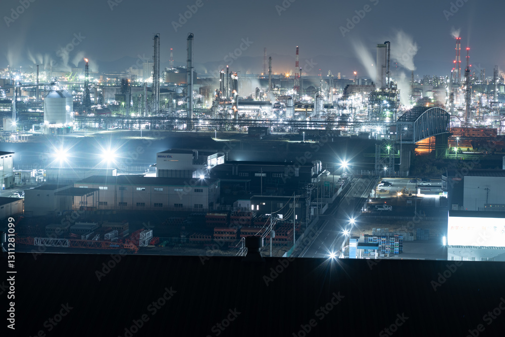 Obraz premium 美しい工場夜景 岡山県 