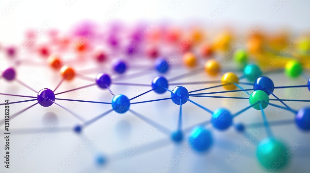 Fotografie Colorful clay-style networking visualization digital art abstract environment vi