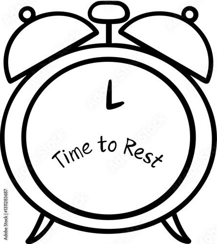 self care for stress icon concept. Alarm clock with "Time to Rest" message.