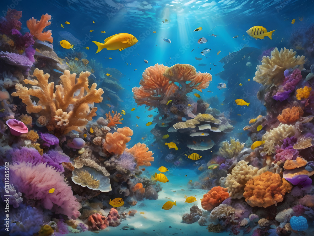 Fototapeta premium coral reef and fish under the sea