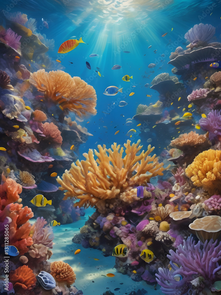Fototapeta premium coral reef and fish under the sea